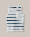 Playera Sin Mangas Rayas,BLANCO